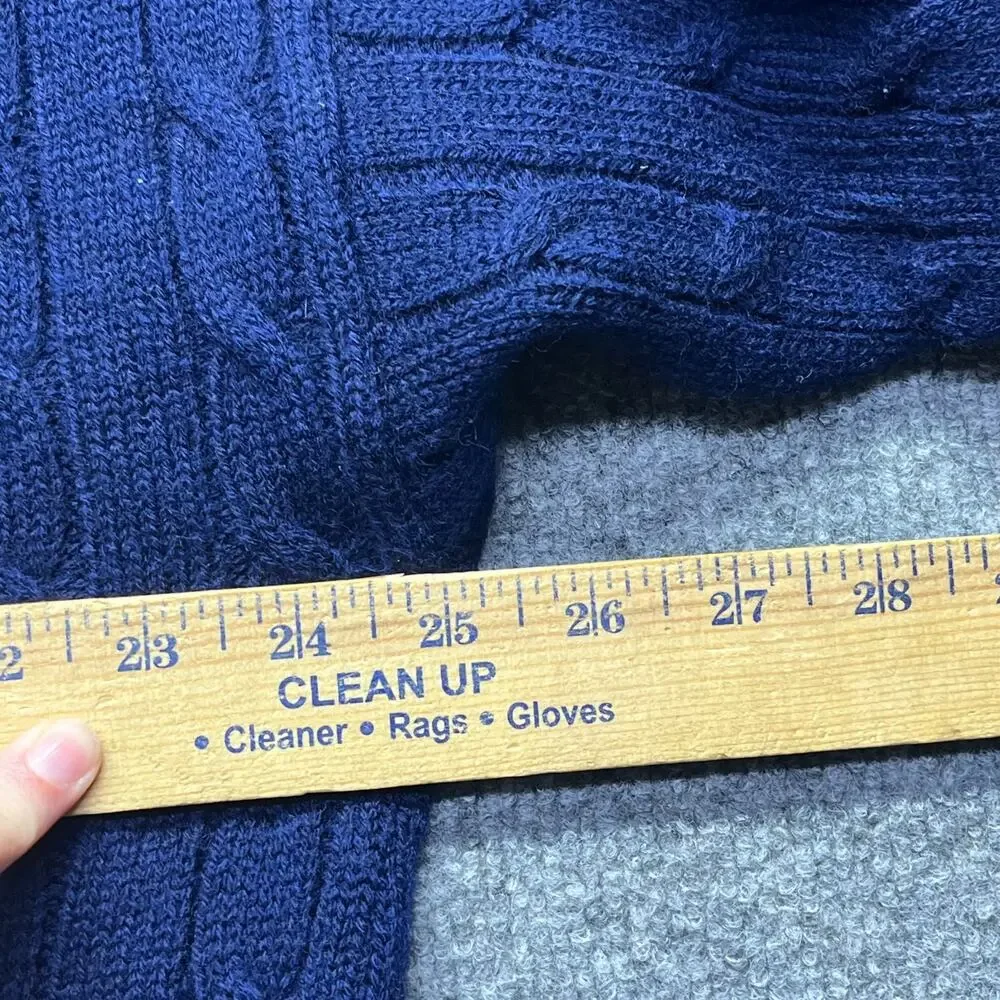 Vintage Wimbledon Men's XL Cable Knit V-Neck Sweater Navy Blue Tennis Preppy